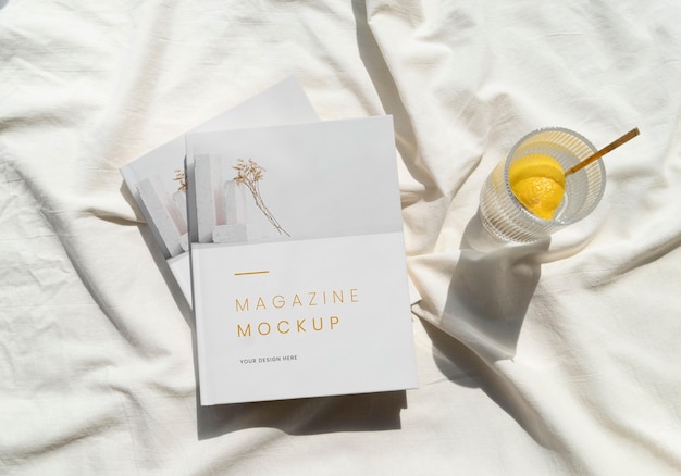 PSD book mockup with minimal still life