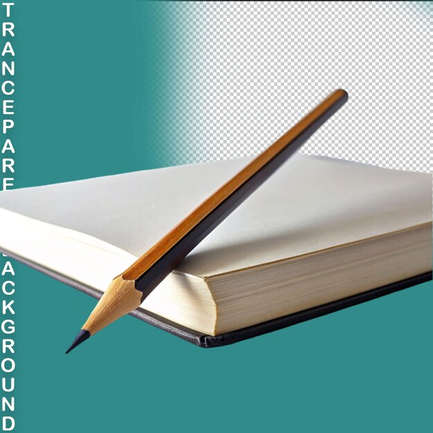 PSD book and pencil isolated on transparent background