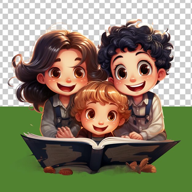 PSD book reading day png illustration