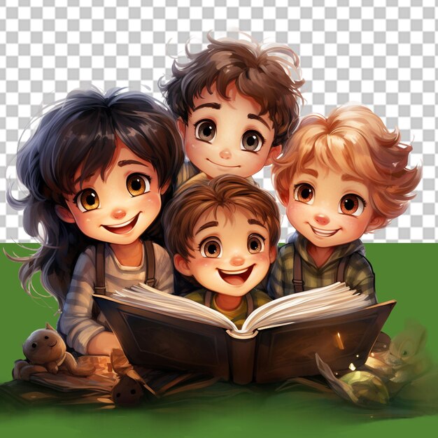 PSD book reading day png illustration