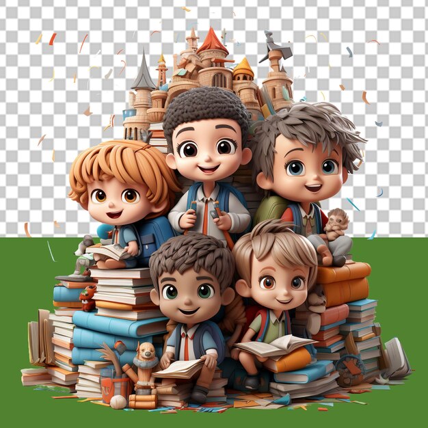 PSD book reading day png illustration