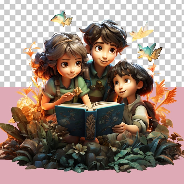 PSD book reading day png illustration