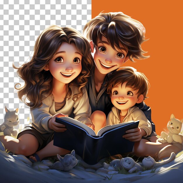 PSD book reading day png illustration