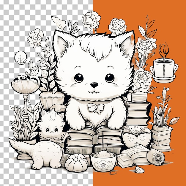 PSD book reading day png illustration