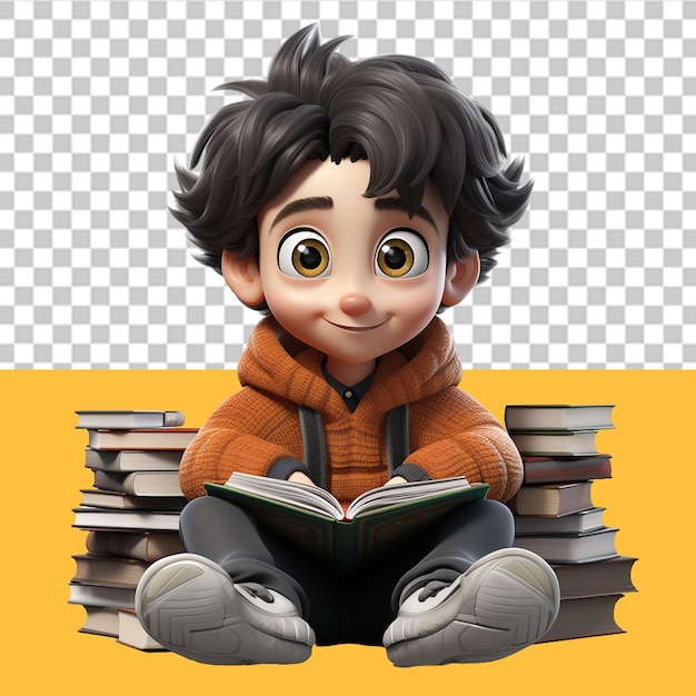 PSD book reading day png illustration