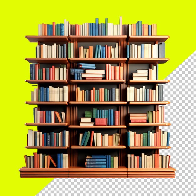 Premium PSD Book shelf on transparent background
