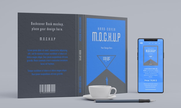 Book stationery desing mockup