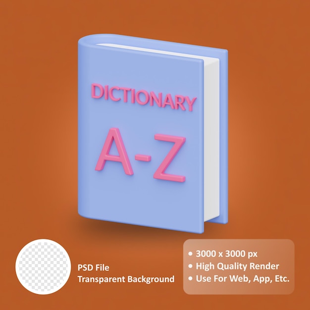 PSD a book that is called a dictionary a - z.