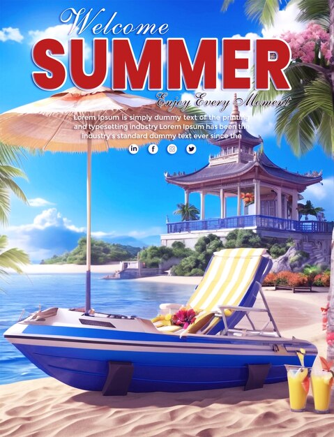 A book that says summer is on the cover of a beach