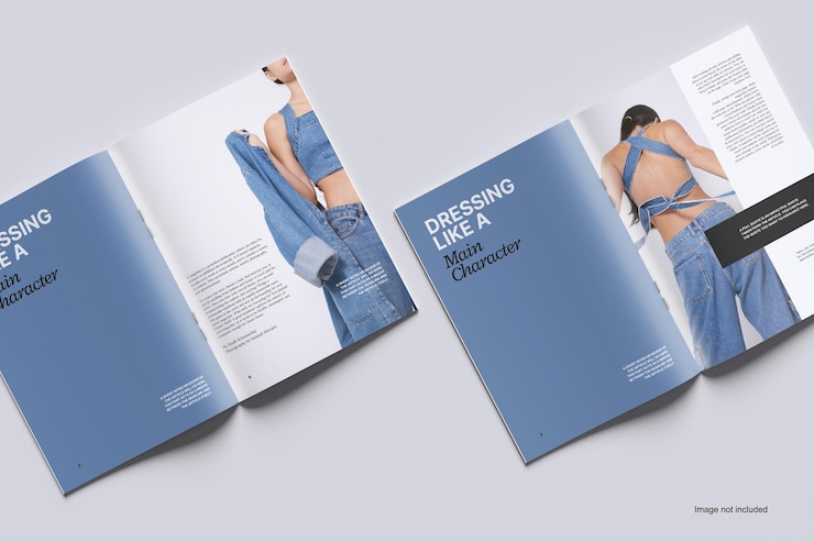 PSD a book titled fashion model with a blue dress on the cover