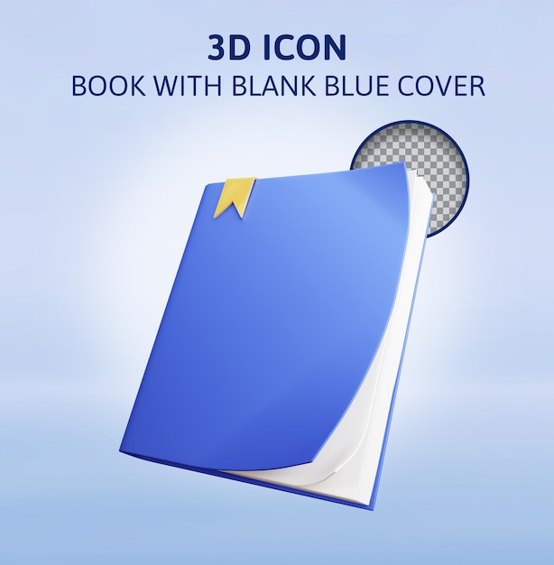 PSD book with blank blue cover 3d rendering illustration