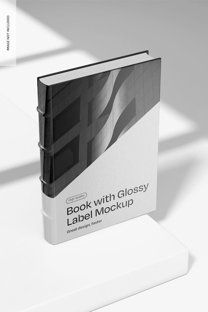 book with glossy label mockup left view