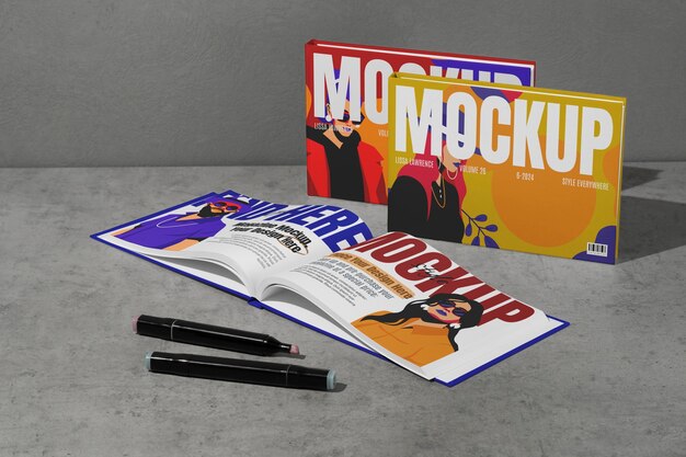 Book with illustration  mockup