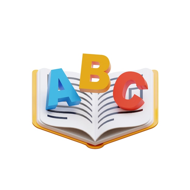 PSD a book with letters abc and a book on it