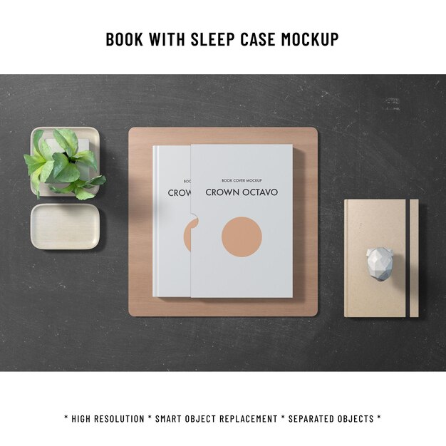 PSD book with sleep case mockup