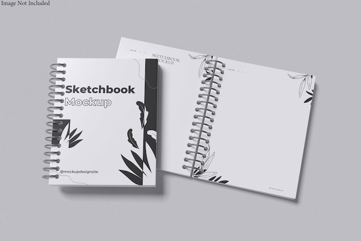 PSD a book with the word sketchbook on it