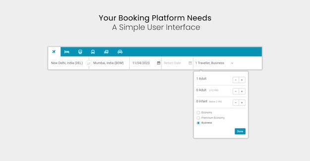 Booking platform needs a simple user interface