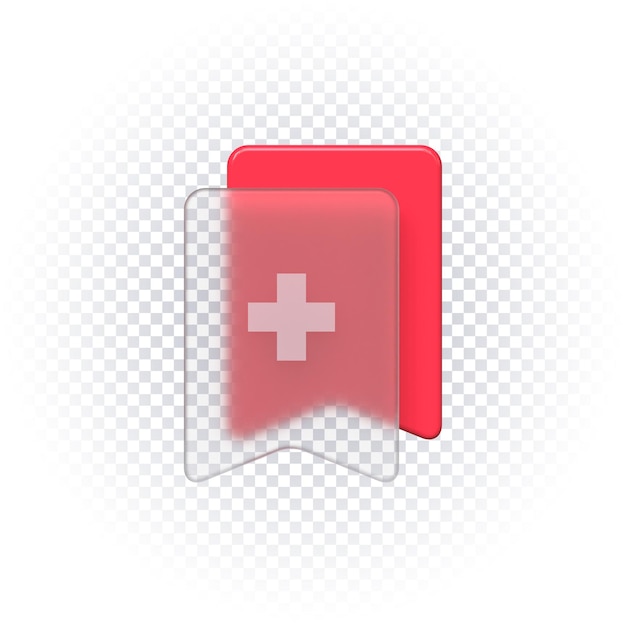 Bookmark glass icon 3d render isolated