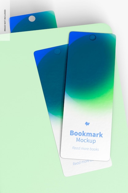 Bookmarks mockup, close up