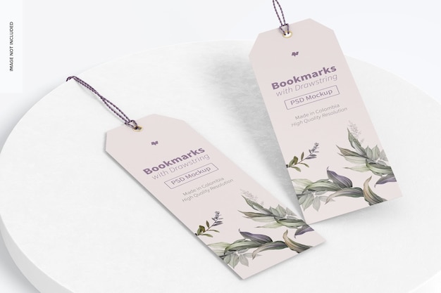 Bookmarks with drawstring mockup