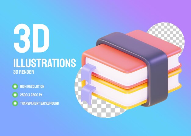 PSD books 3d illustrations