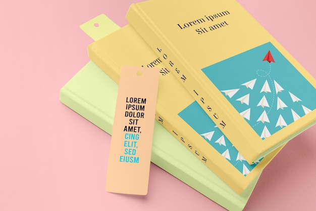 Books and bookmarks mock-up