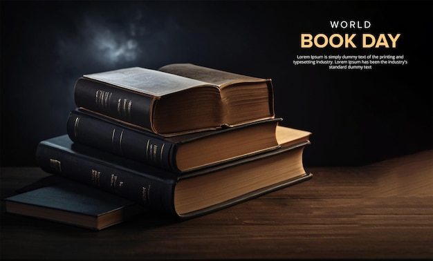 PSD Книги в изобилии творческий баннер для всемирного дня книги
