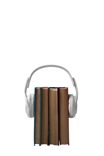 PSD books and headphones arrangement