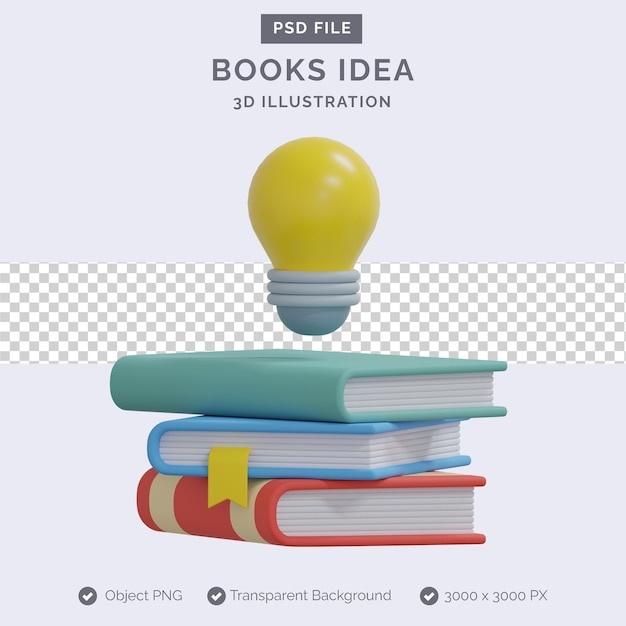 PSD books idea 3d illustration