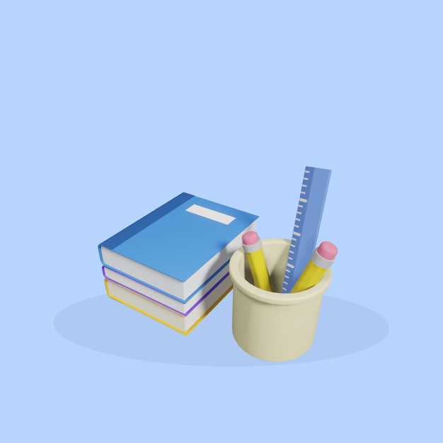 PSD books and pencils