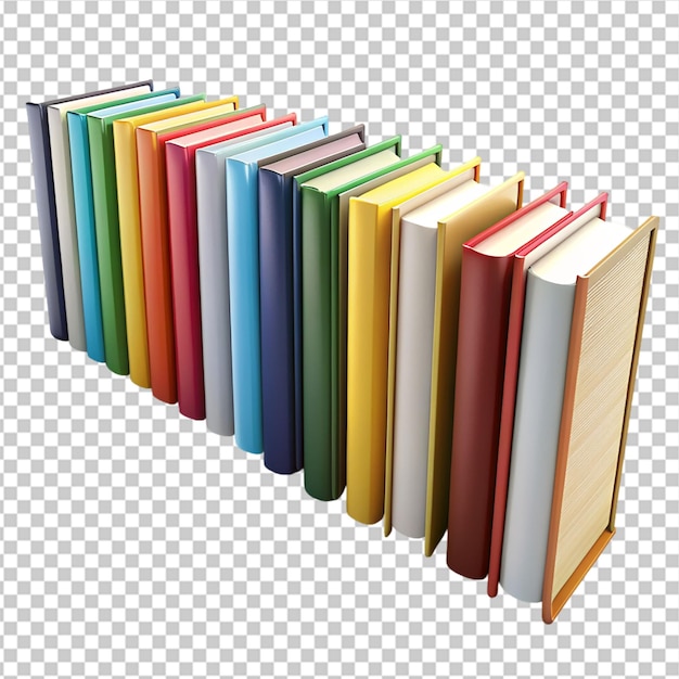 PSD books in row isolated on transparent background