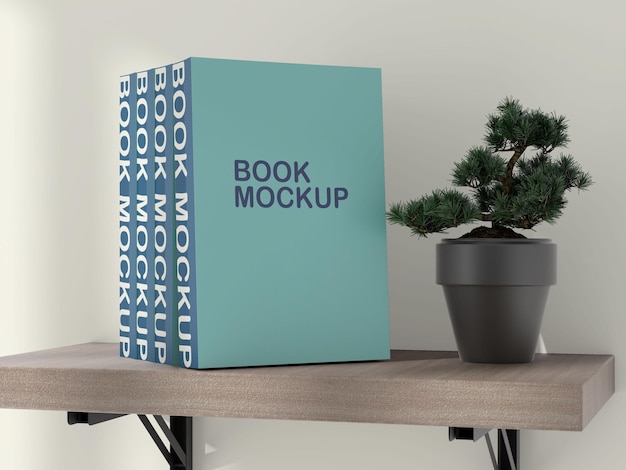 Books on shelf mockup