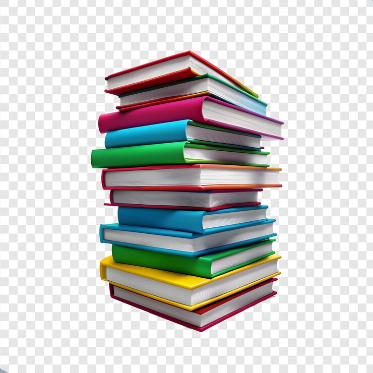 books stack realistic white background