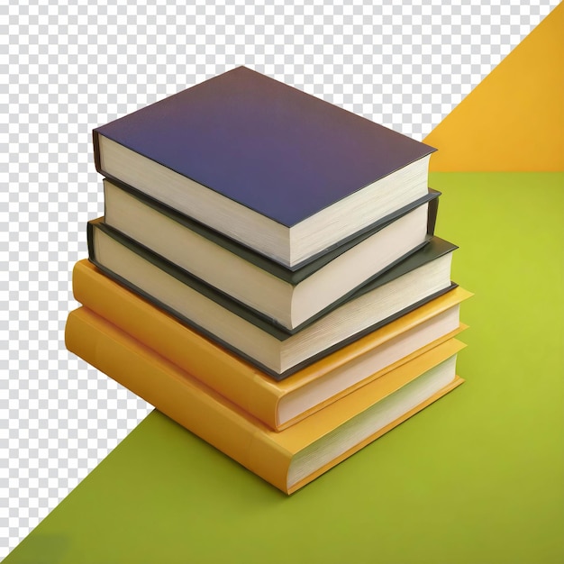 PSD books stacked isolated on transparent background