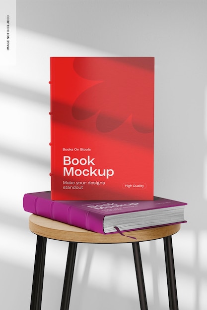 Books on stool mockup