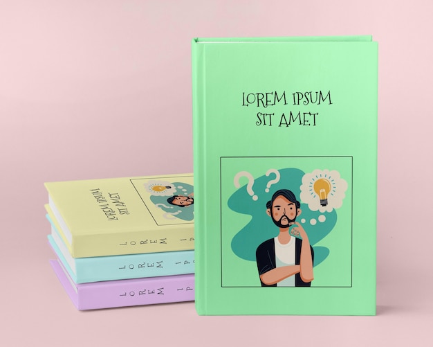 PSD books studio concept on pink background