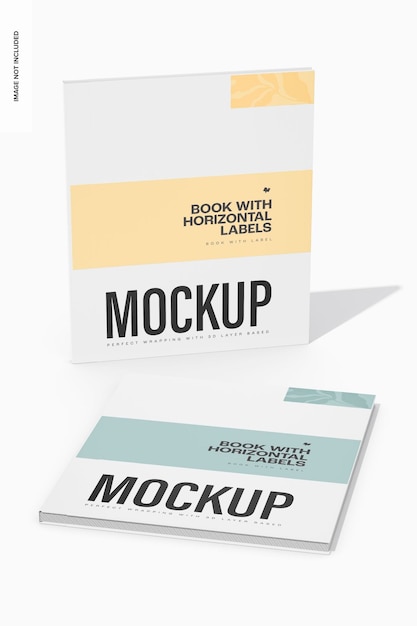 Books with horizontal labels mockup