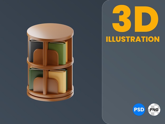 Bookshelf 3d illustration