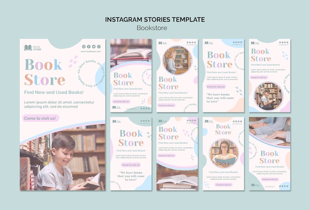 Modello di storie di instagram di libreria