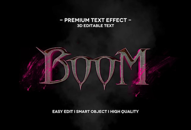 PSD boom 3d text style effect text template