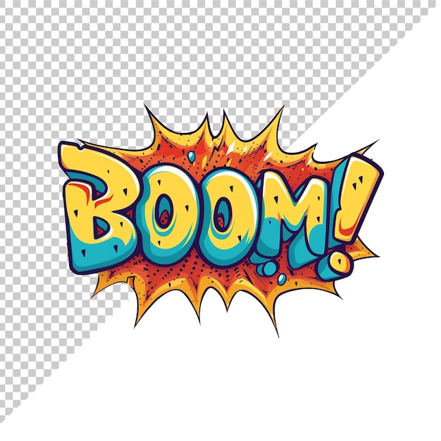 PSD boom 3d text with transparent background