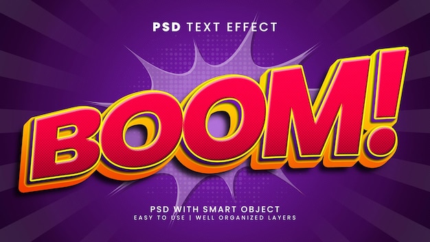 Boom cartoon komische 3d bewerkbare teksteffect sjabloonstijl