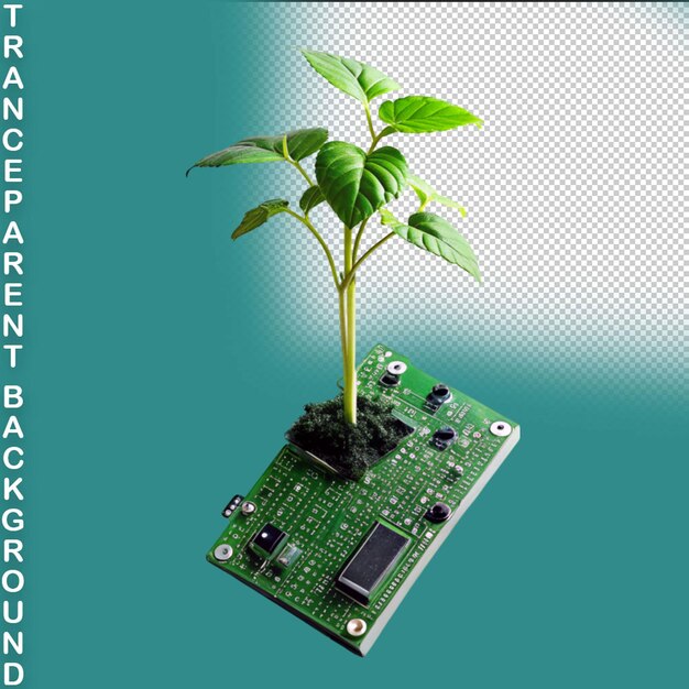 PSD boom groeit op het convergentiepunt van een computercircuitboard op een doorzichtige achtergrond