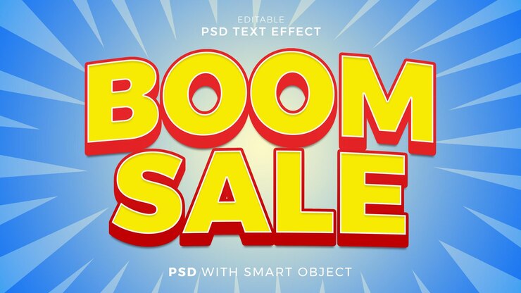 Boom sale text effect editable template