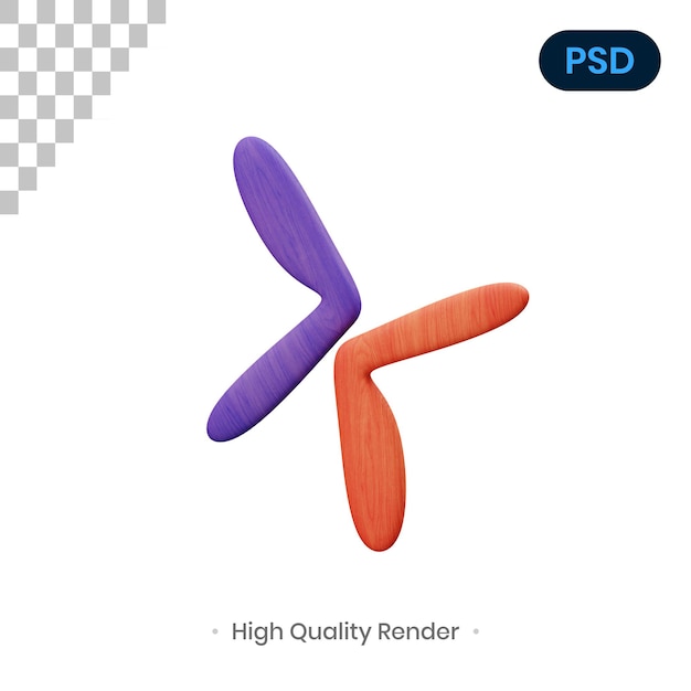 Boomerang 3d render illustrazione psd premium