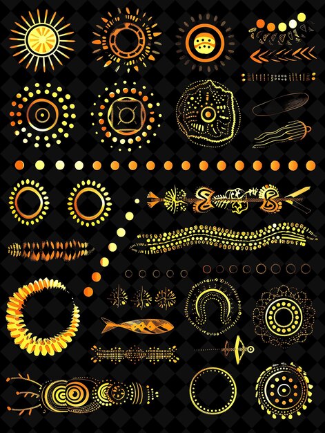 Boomerang Pixel Item met Aboriginal Patterns and Dots en een Y2K Shape Neon Color Art Collections
