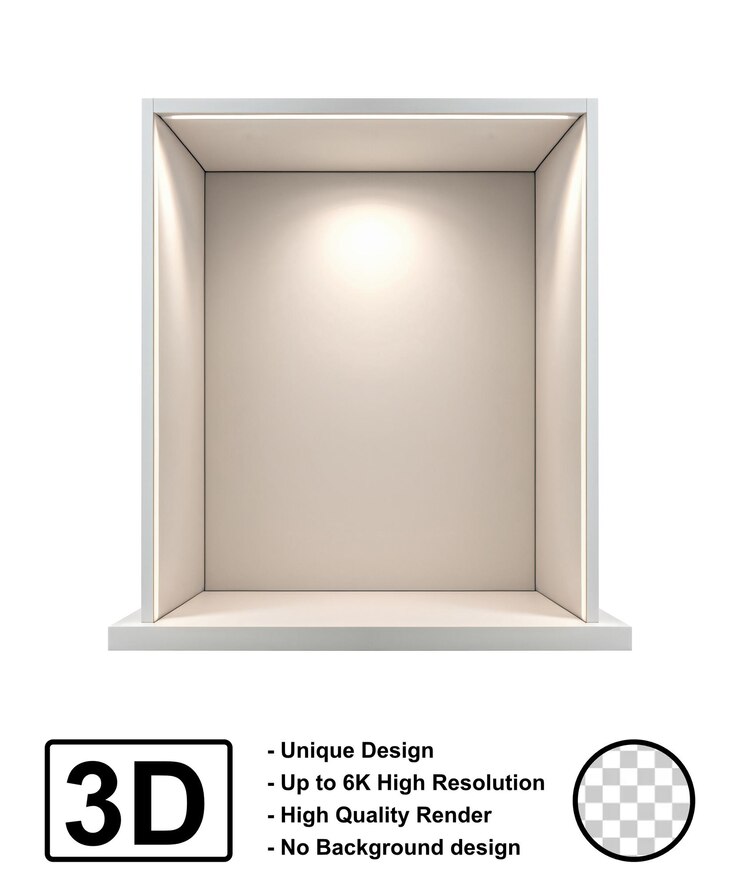 PSD booth display product stand background for showcase exhibition design mockup