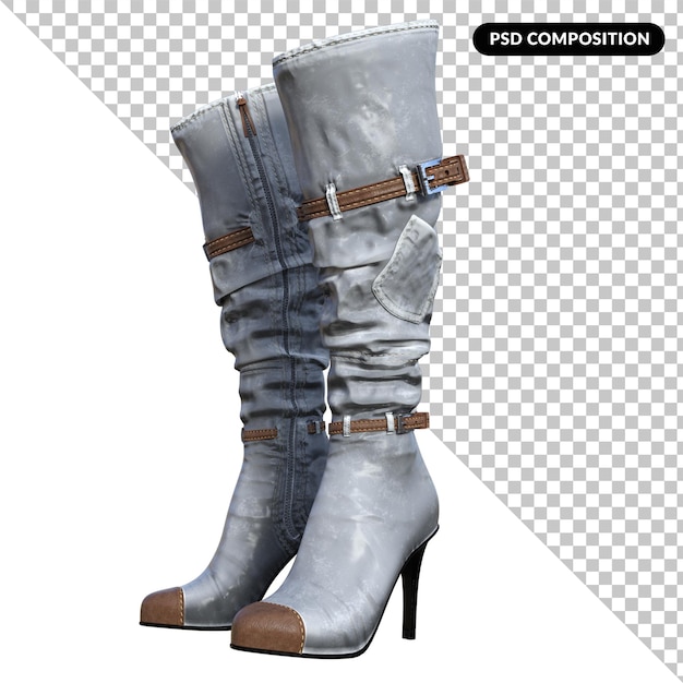 PSD boots female isolated 3d