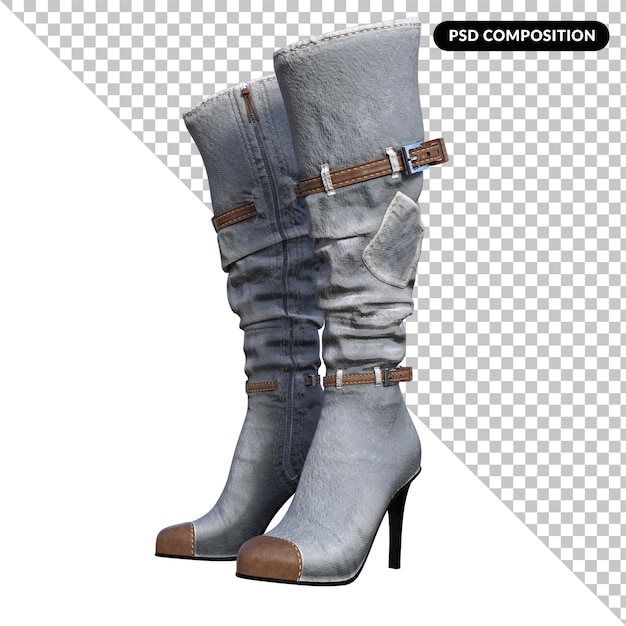 PSD boots female isolated 3d