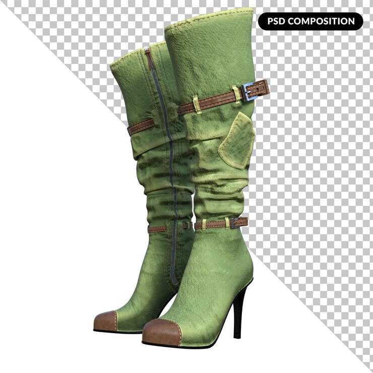 PSD boots female isolated 3d